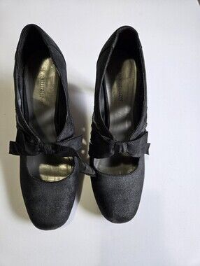 Naturalizer Black Mary Jane Heels with Bow Accent